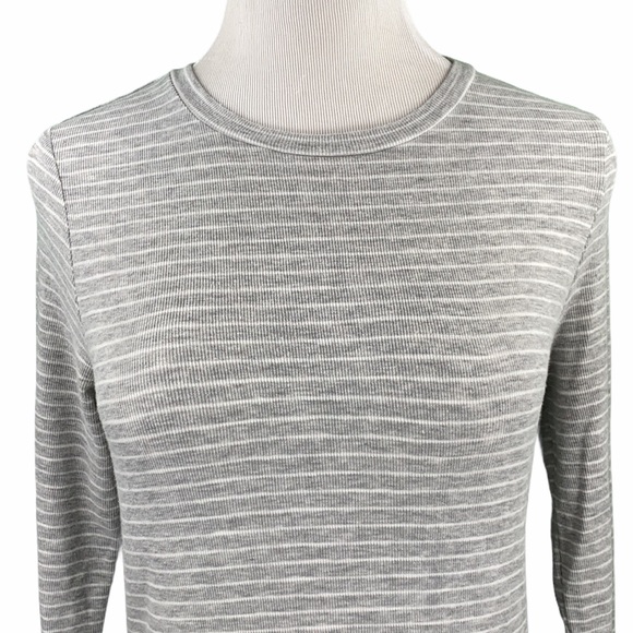 Code X Mode Gray Striped Long Sleeve Tie Back Tee - Picture 3 of 13